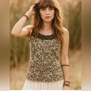 NWOT Ralph Lauren Crochet Sleeveless Tank Top Olive Green Size S